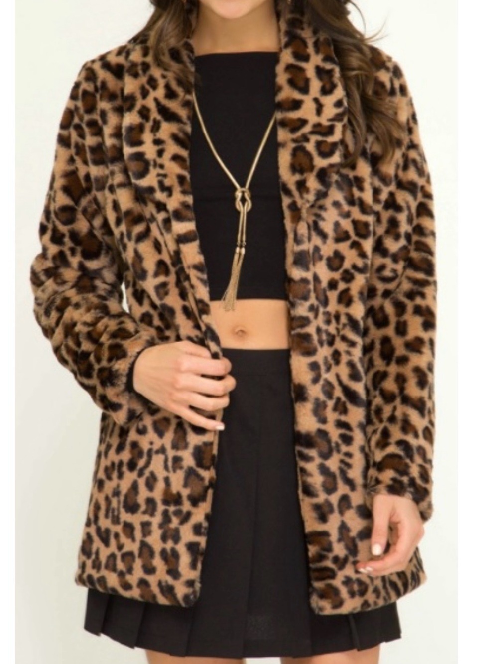 She+Sky Faux Leopard Coat Sz S